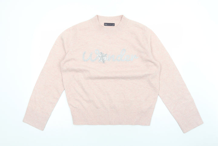 Marks and Spencer Womens Pink Round Neck Acrylic Pullover Jumper Size M