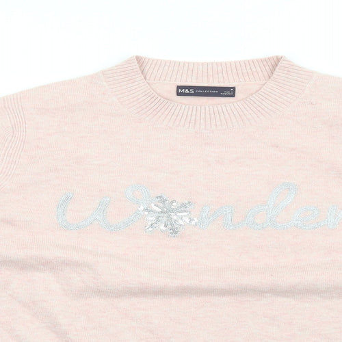 Marks and Spencer Womens Pink Round Neck Acrylic Pullover Jumper Size M