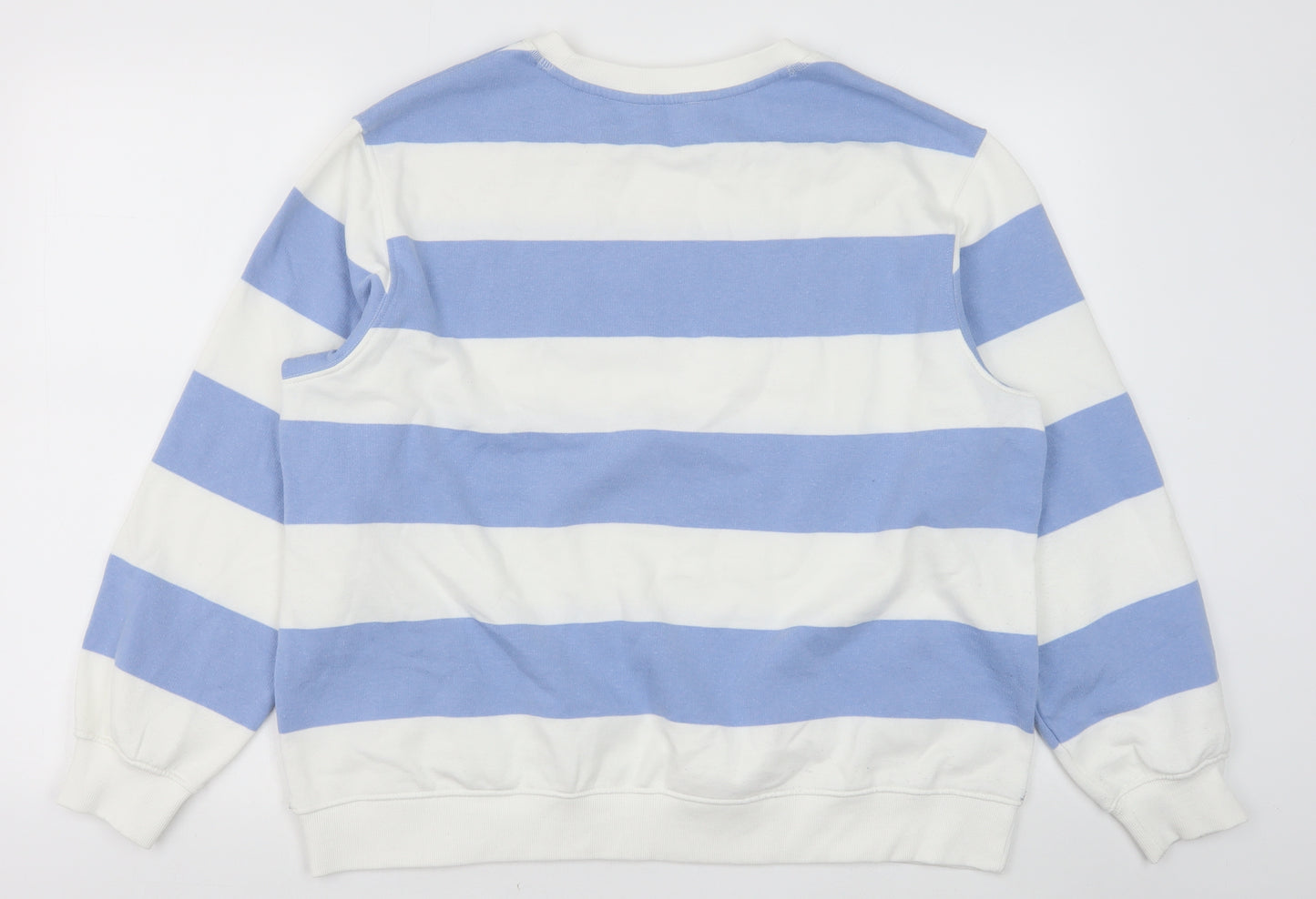 Marks and Spencer Womens Blue Striped Cotton Pullover Sweatshirt Size 16 Pullover