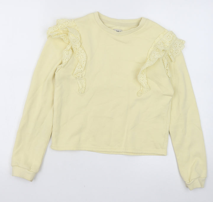 F&F Girls Yellow Cotton Pullover Sweatshirt Size 10-11 Years Pullover