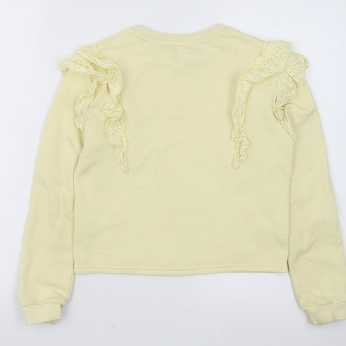 F&F Girls Yellow Cotton Pullover Sweatshirt Size 10-11 Years Pullover