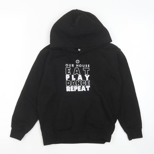 Just Hoods Boys Black Cotton Pullover Hoodie Size 7-8 Years Pullover - Eat Play Dance