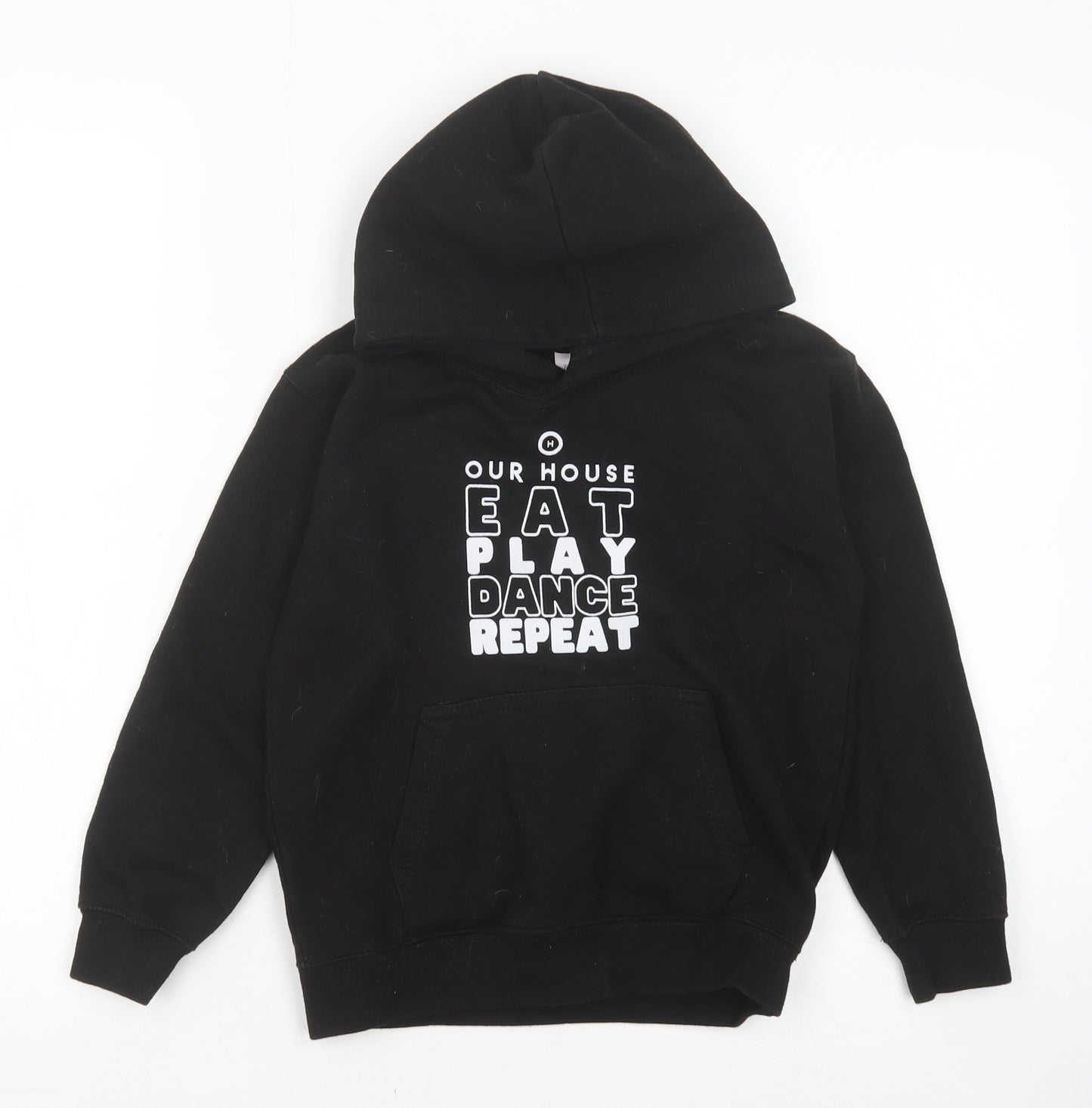 Just Hoods Boys Black Cotton Pullover Hoodie Size 7-8 Years Pullover - Eat Play Dance