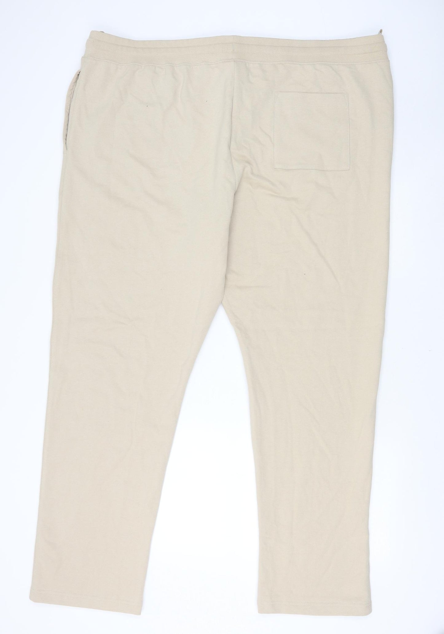 Marks and Spencer Mens Beige Cotton Jogger Trousers Size 3XL Regular Drawstring