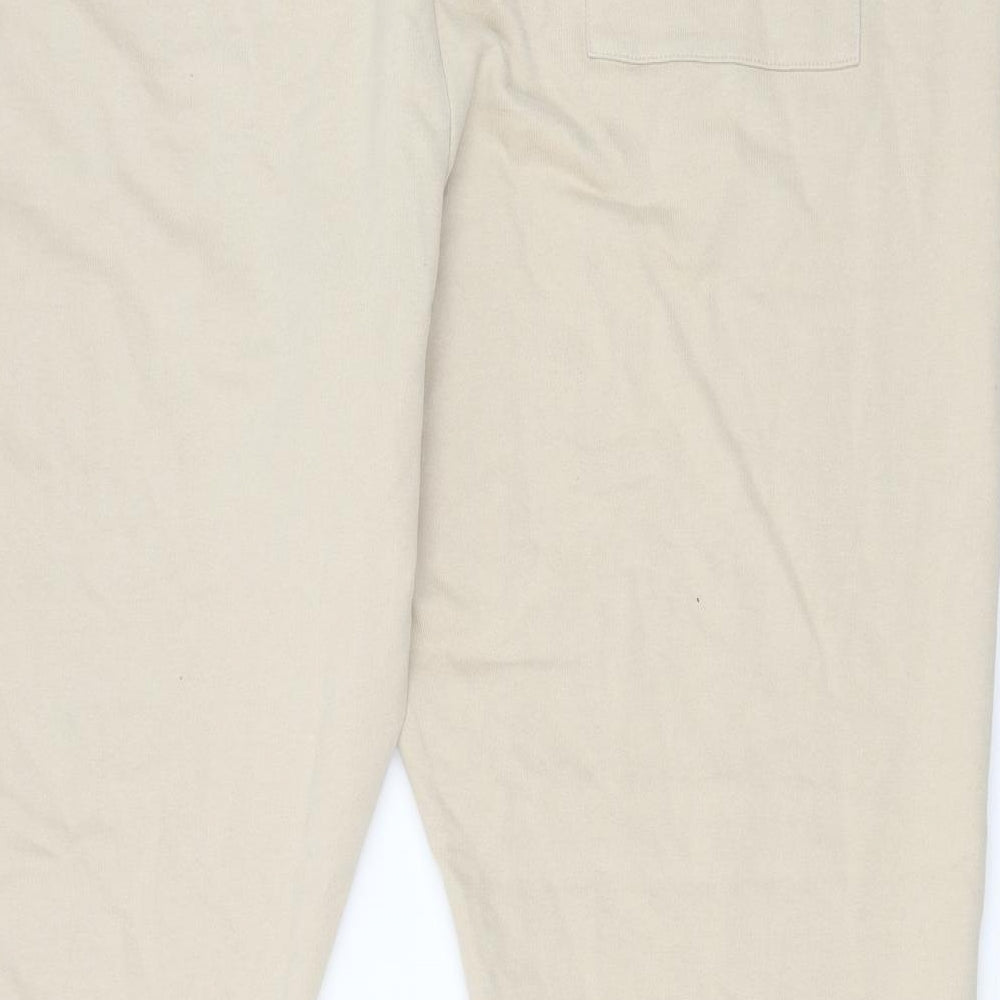 Marks and Spencer Mens Beige Cotton Jogger Trousers Size 3XL Regular Drawstring
