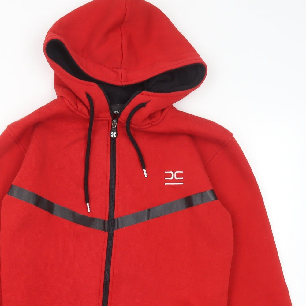Climacourt Mens Red Cotton Full Zip Hoodie Size M