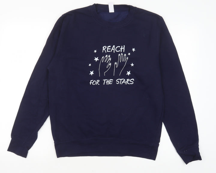 Preworn Womens Blue Cotton Pullover Sweatshirt Size S Pullover - Reach for the Stars