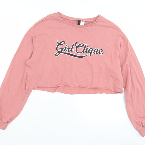 H&M Womens Pink Cotton Pullover Sweatshirt Size S Pullover - Girl Clique