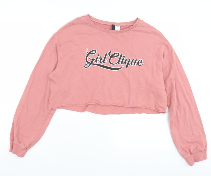 H&M Womens Pink Cotton Pullover Sweatshirt Size S Pullover - Girl Clique