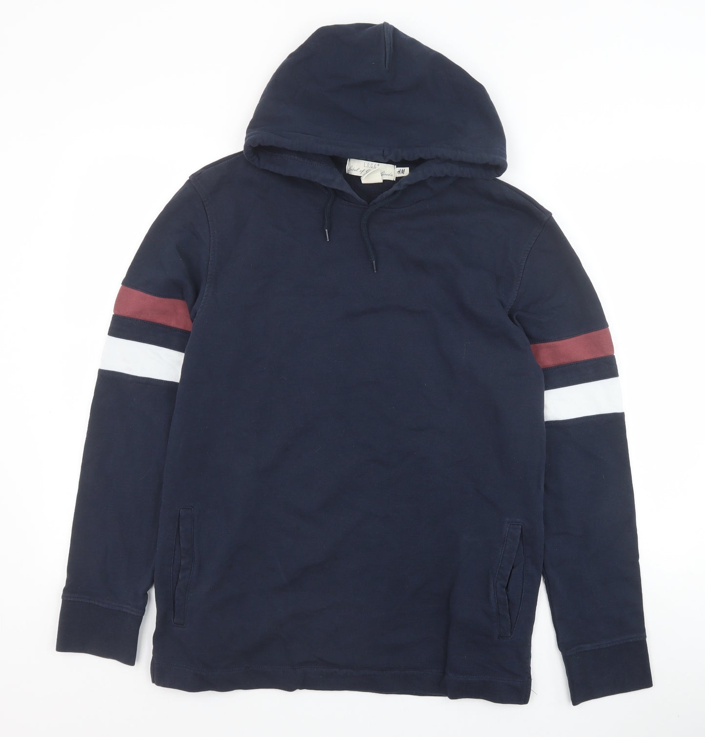 H&M Mens Blue Cotton Pullover Hoodie Size M