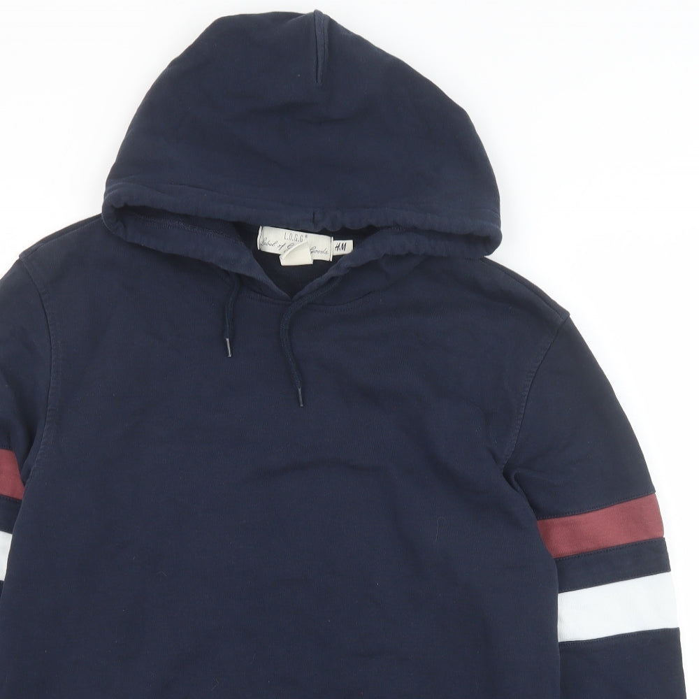 H&M Mens Blue Cotton Pullover Hoodie Size M