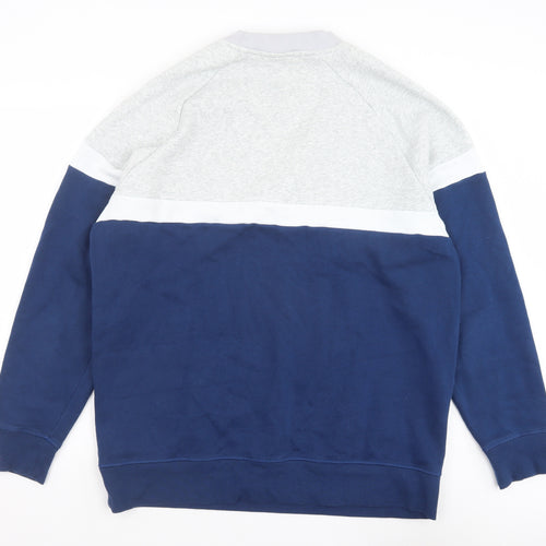 adidas Mens Blue Cotton Pullover Sweatshirt Size XL - Colourblock