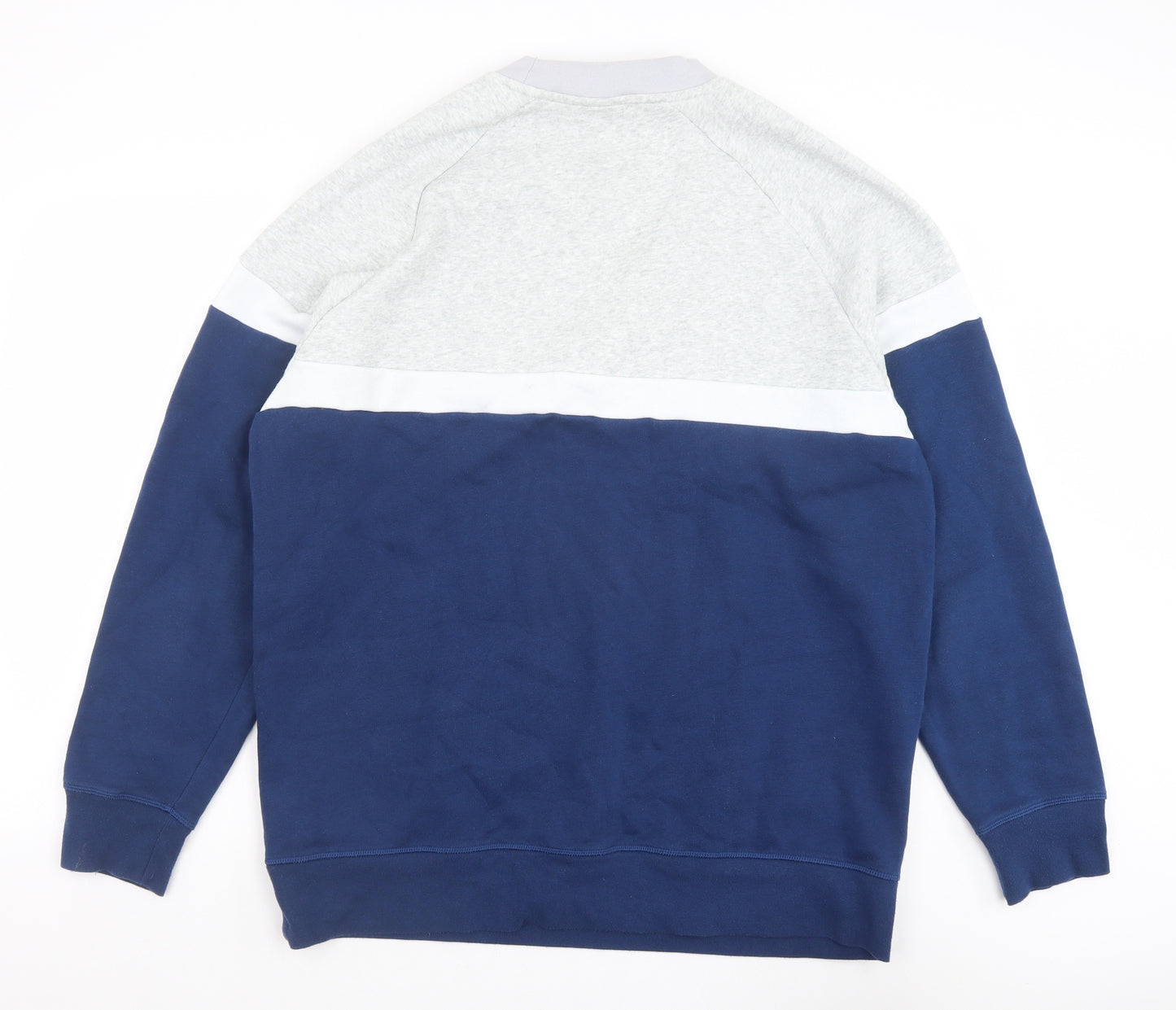 adidas Mens Blue Cotton Pullover Sweatshirt Size XL - Colourblock