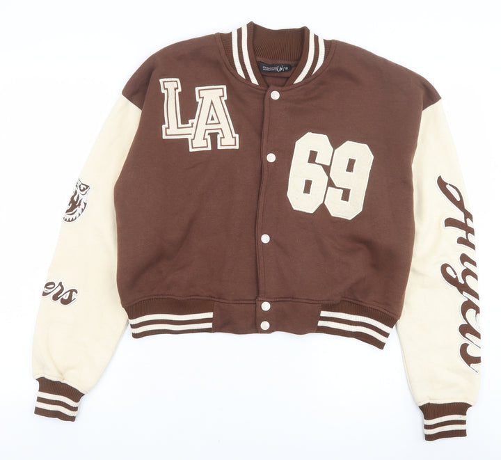 Fashion Us Womens Brown Jacket Size 12 Button - LA