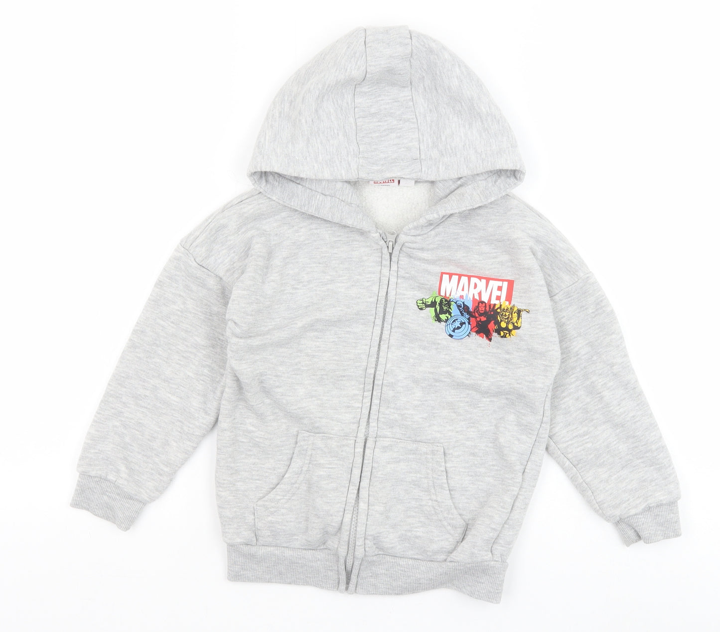 Primark Boys Grey Cotton Full Zip Hoodie Size 4-5 Years Zip