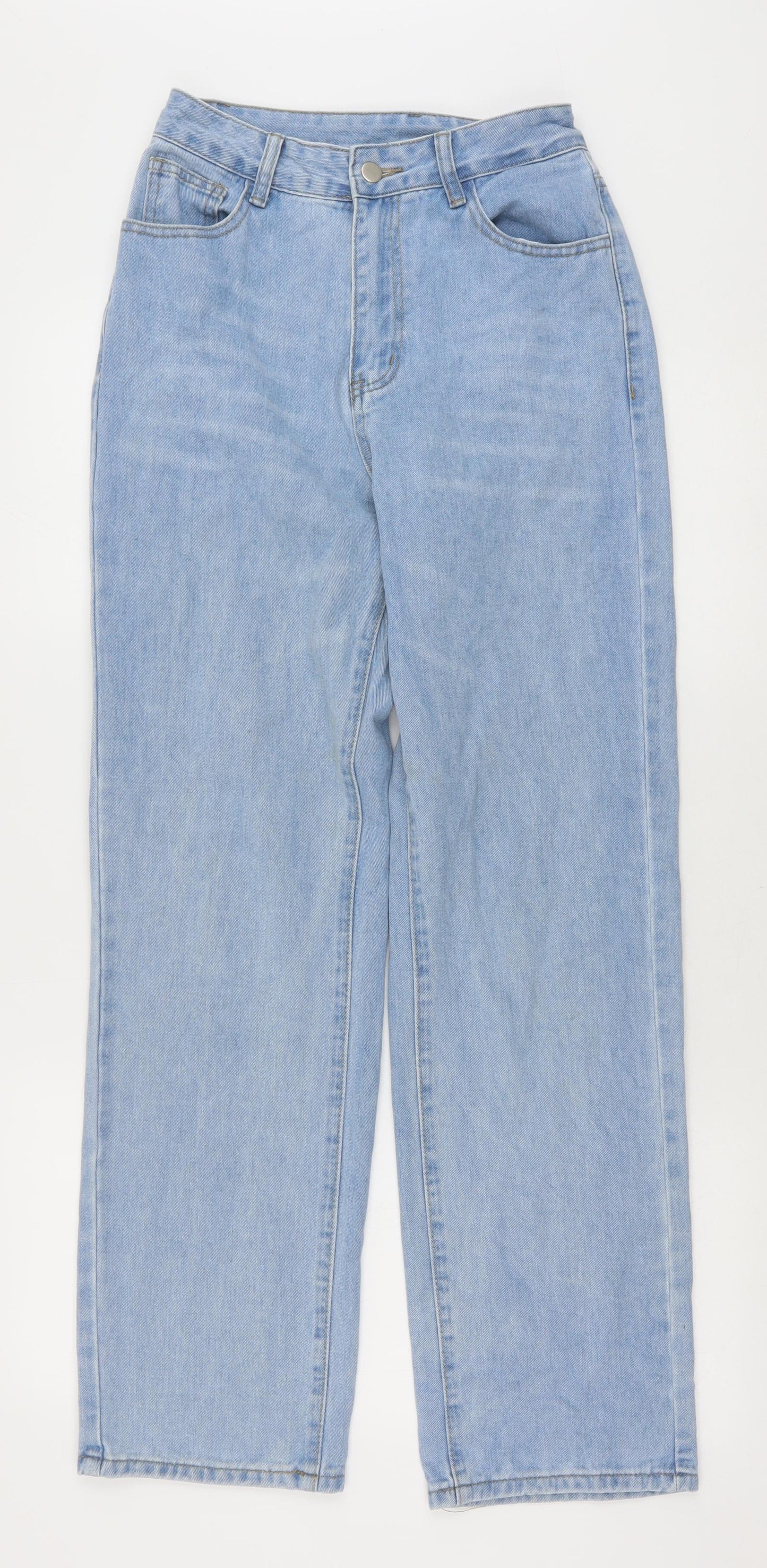 SheIn Womens Blue Cotton Straight Jeans Size 8 Regular Zip