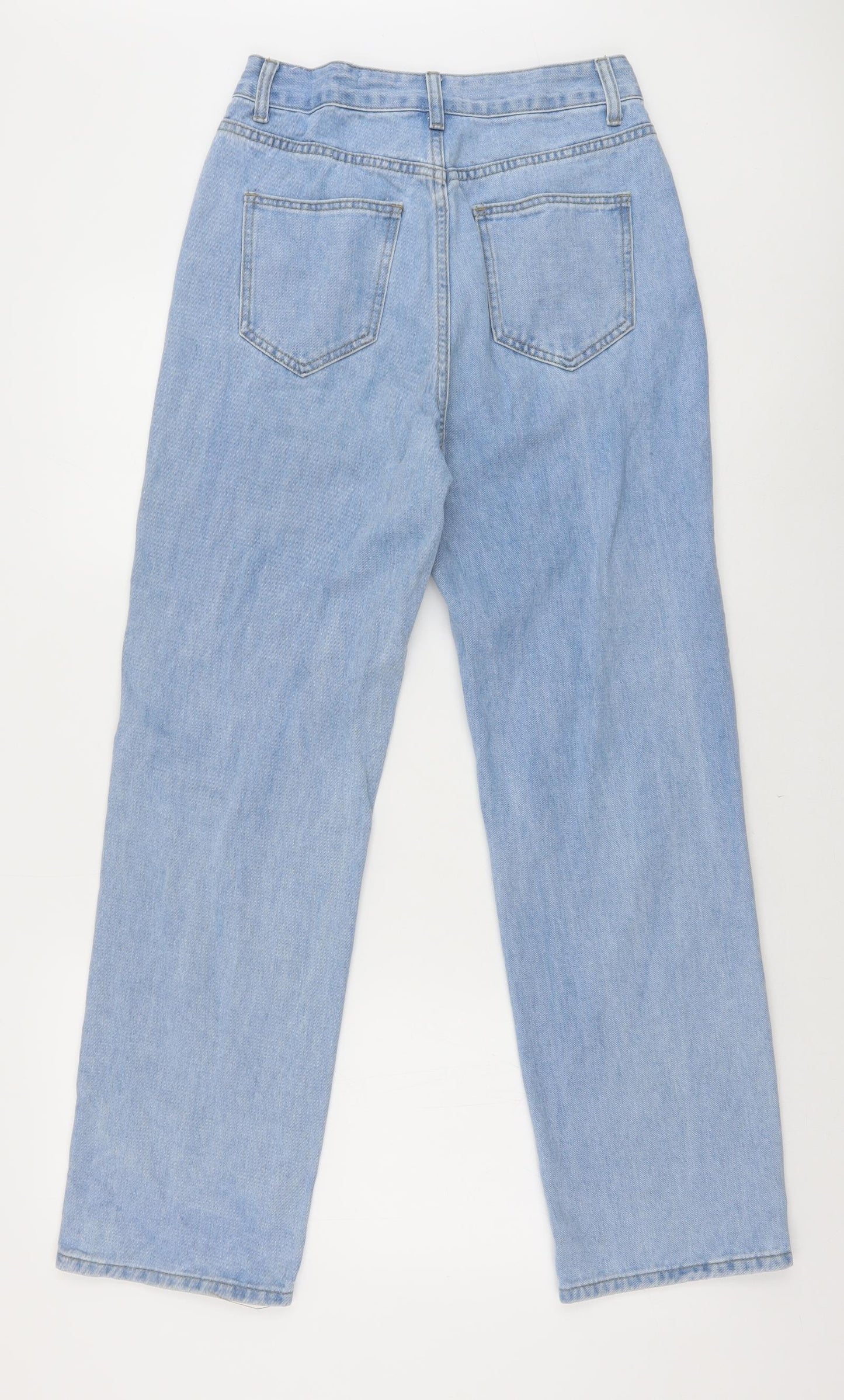 SheIn Womens Blue Cotton Straight Jeans Size 8 Regular Zip