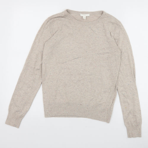 H&M Womens Beige Boat Neck Chlorofibre Pullover Jumper Size XS - Multicolour Fleck
