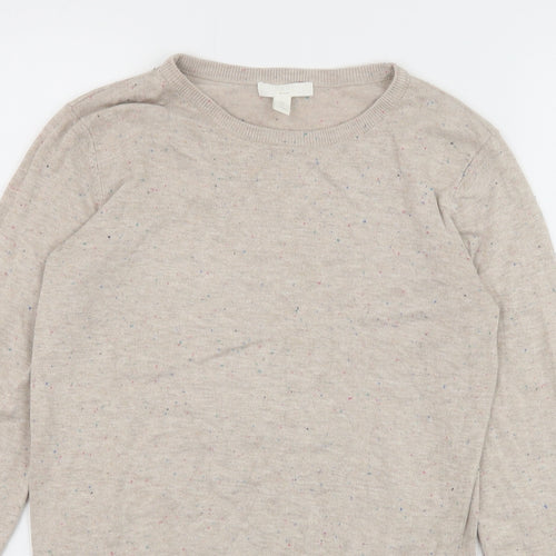 H&M Womens Beige Boat Neck Chlorofibre Pullover Jumper Size XS - Multicolour Fleck