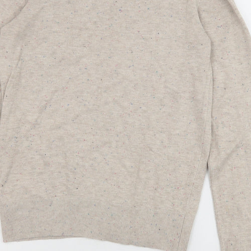 H&M Womens Beige Boat Neck Chlorofibre Pullover Jumper Size XS - Multicolour Fleck