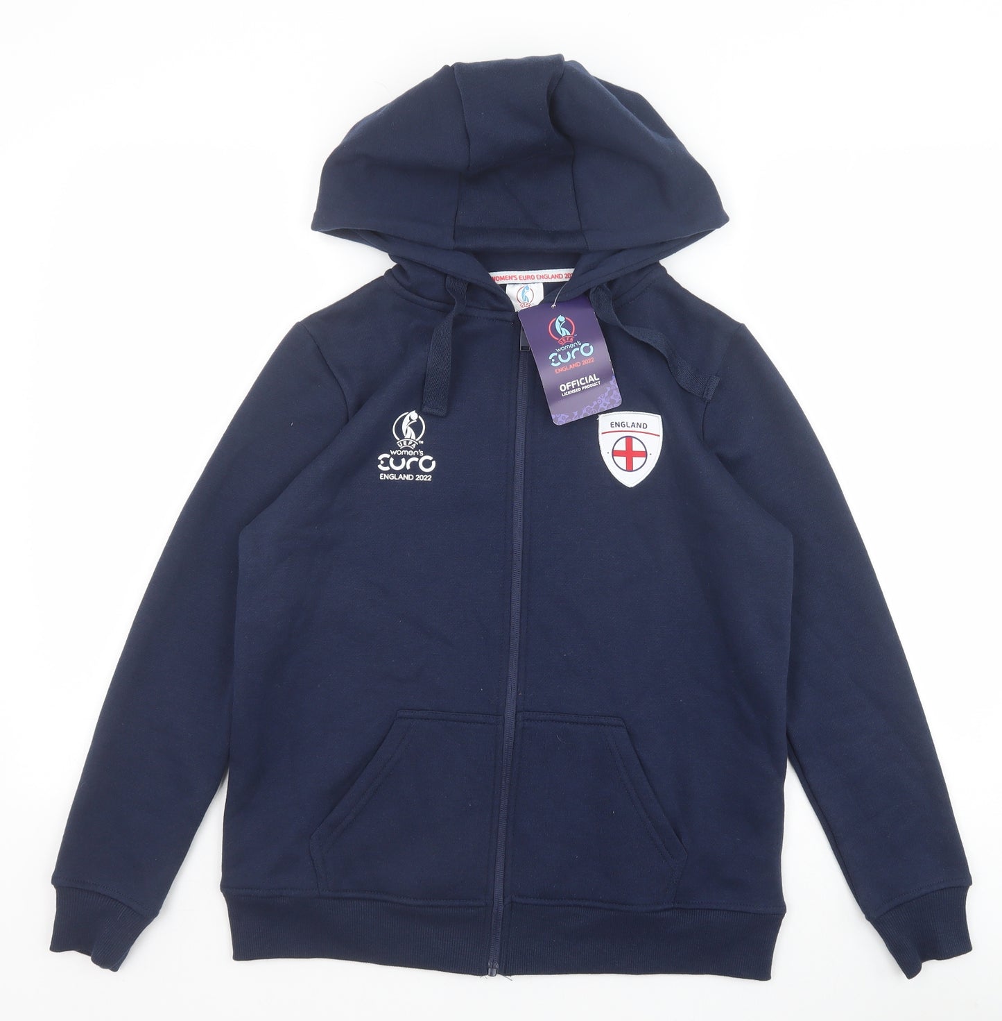 Euro Womens Blue Polyester Full Zip Hoodie Size 8 Zip - England Womans Football 2022