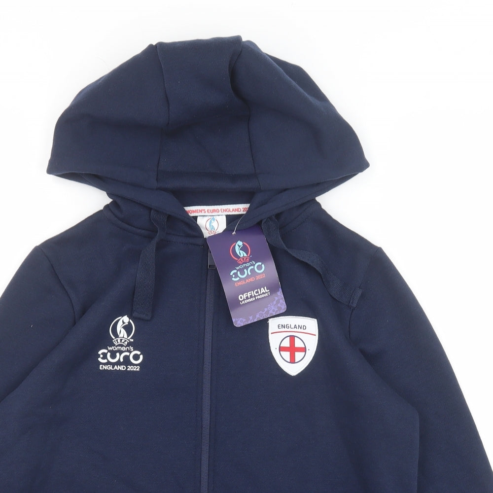 Euro Womens Blue Polyester Full Zip Hoodie Size 8 Zip - England Womans Football 2022