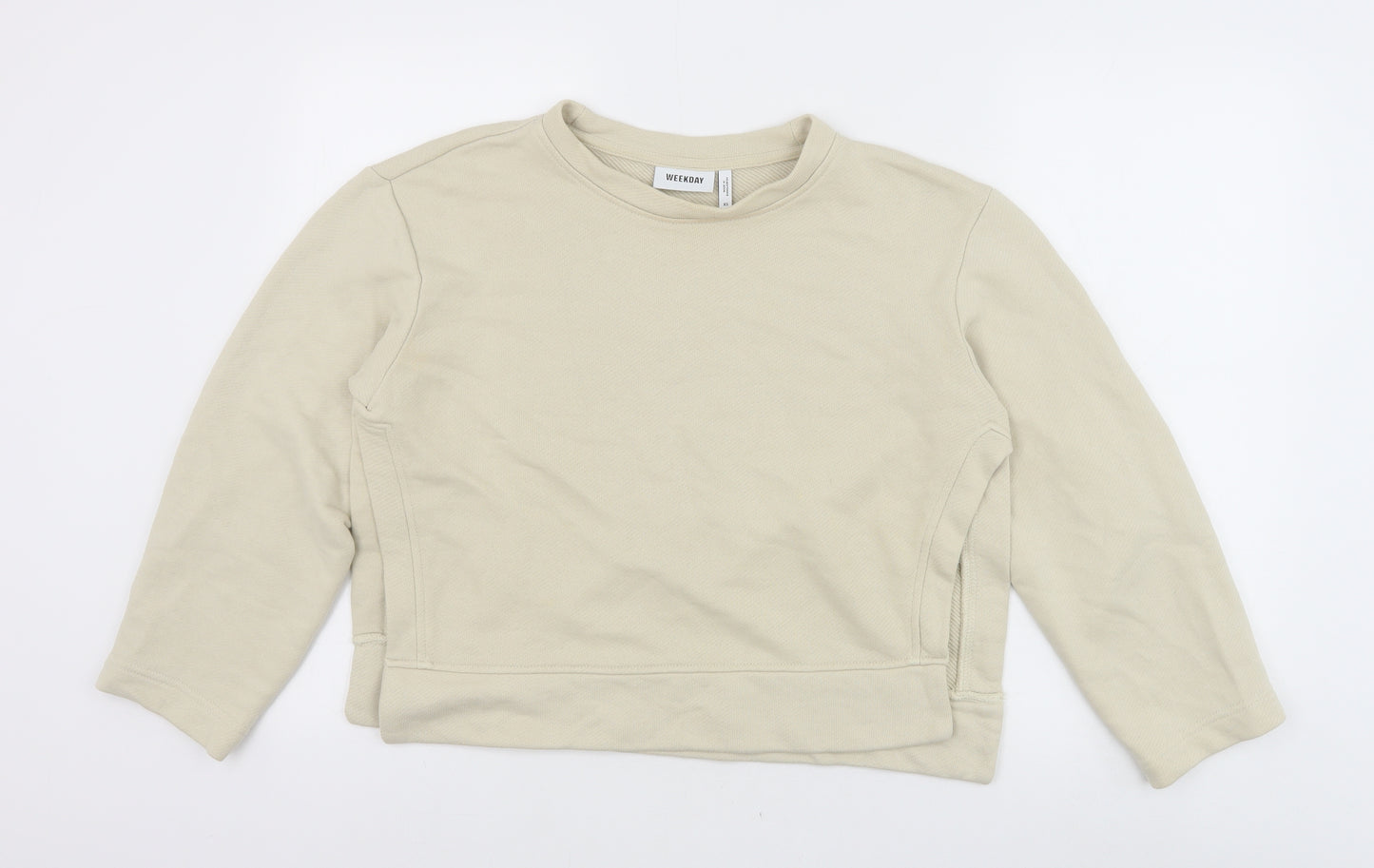 Weekday Womens Beige 100% Cotton Pullover Sweatshirt Size XS Pullover - Cropped