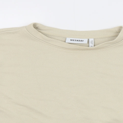 Weekday Womens Beige 100% Cotton Pullover Sweatshirt Size XS Pullover - Cropped