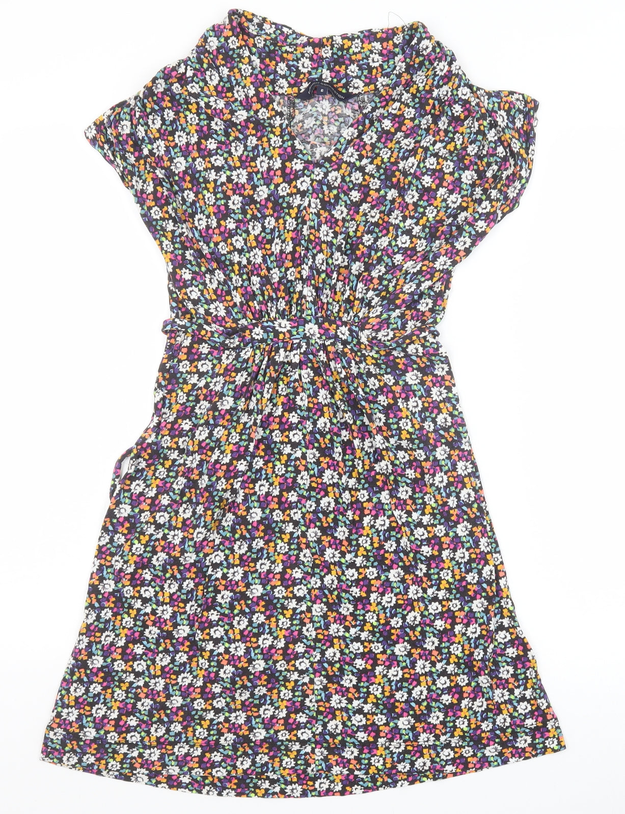 French Connection Womens Multicoloured Floral Viscose Fit & Flare Size 6 V-Neck Pullover