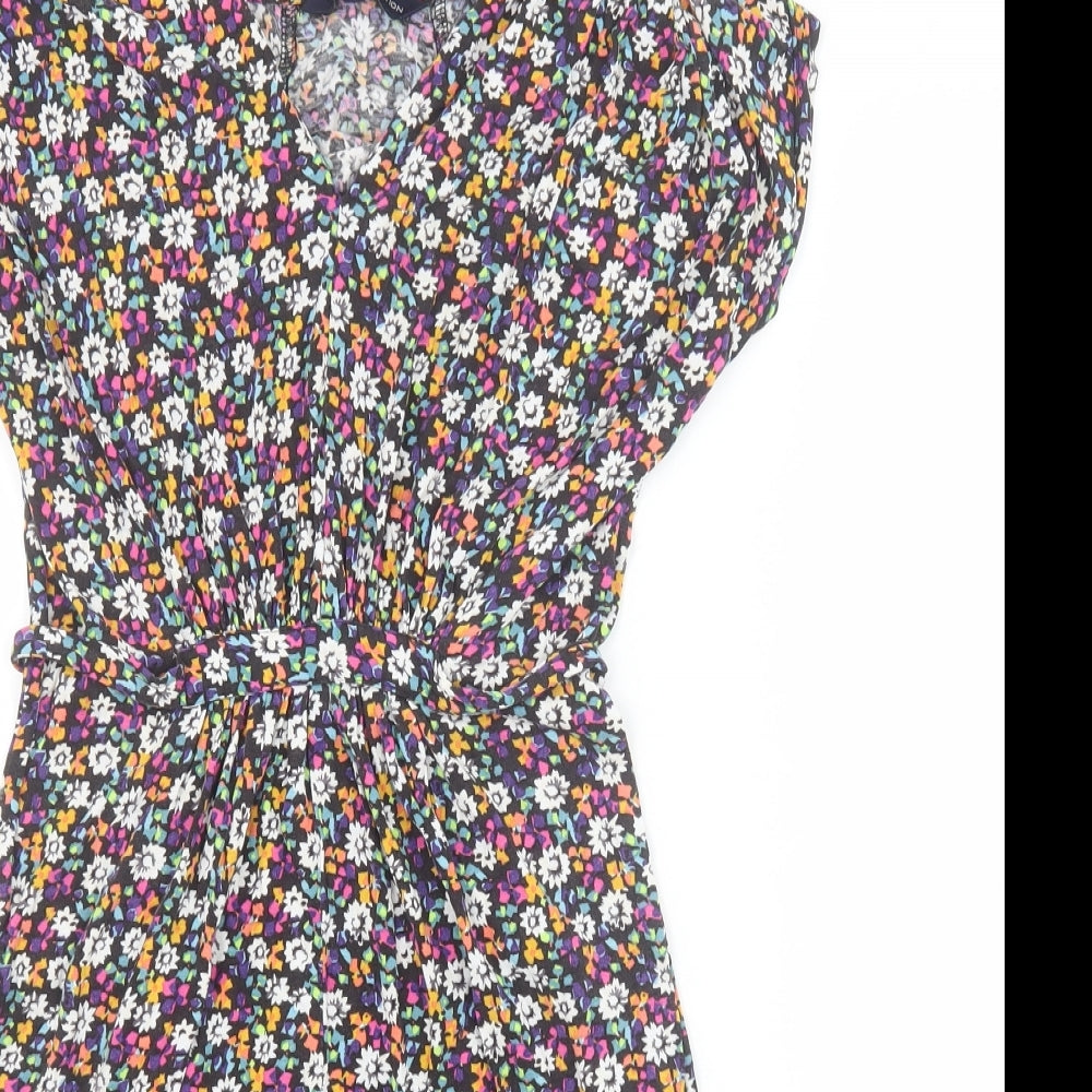French Connection Womens Multicoloured Floral Viscose Fit & Flare Size 6 V-Neck Pullover
