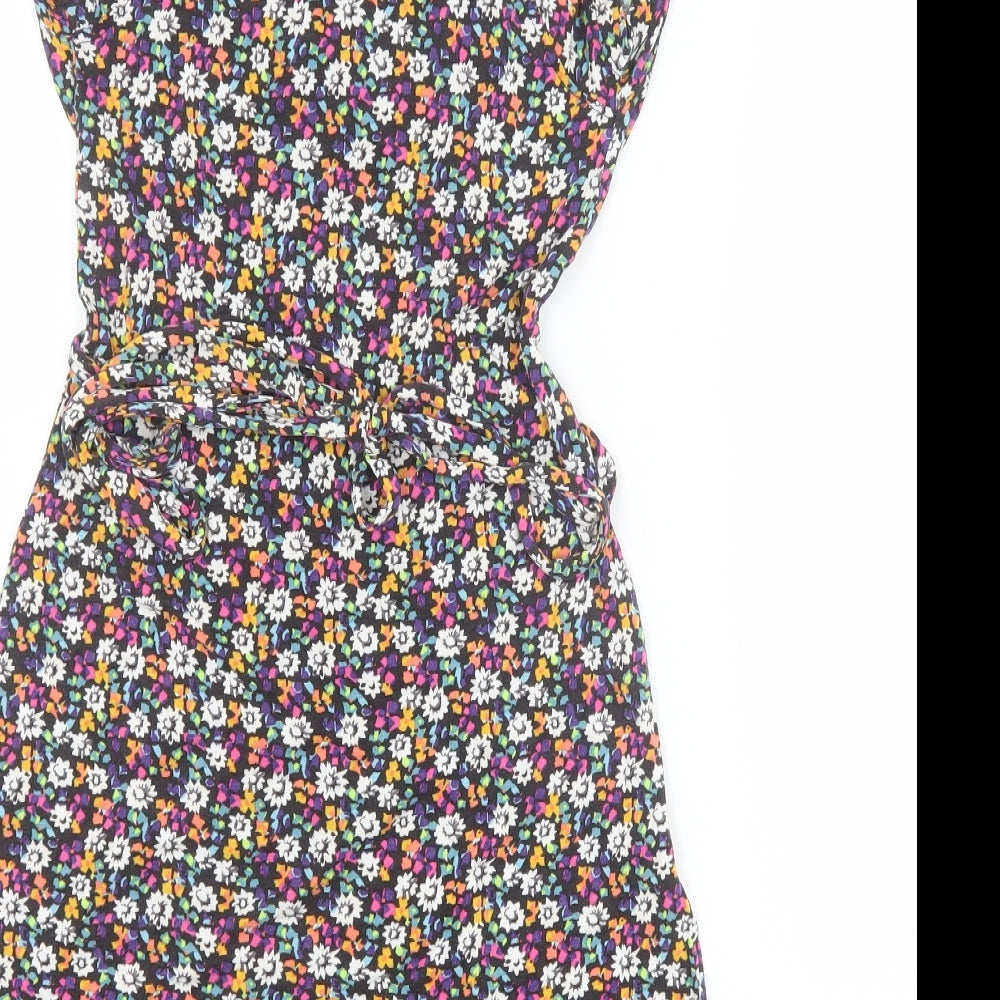 French Connection Womens Multicoloured Floral Viscose Fit & Flare Size 6 V-Neck Pullover