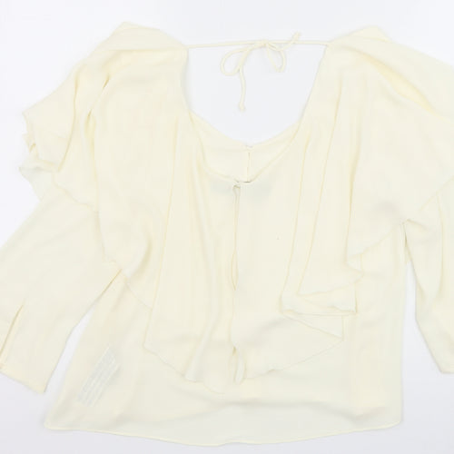 Zara Womens Ivory Polyester Basic Blouse Size M V-Neck