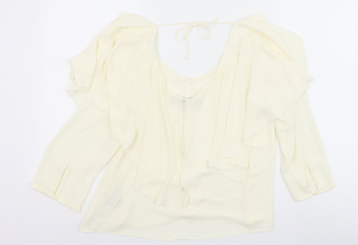 Zara Womens Ivory Polyester Basic Blouse Size M V-Neck