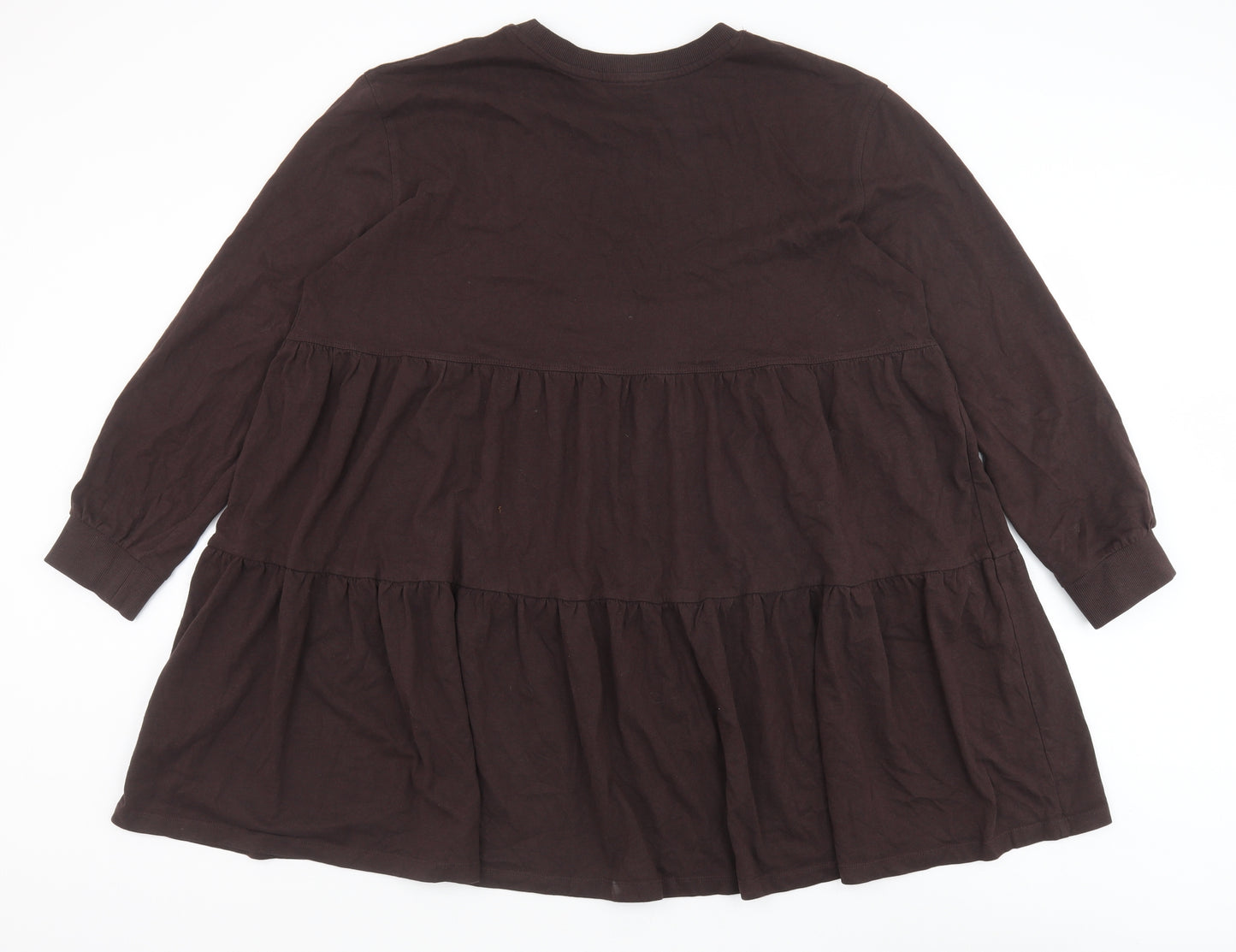 Zara Womens Brown Cotton Jumper Dress Size XL Round Neck Pullover