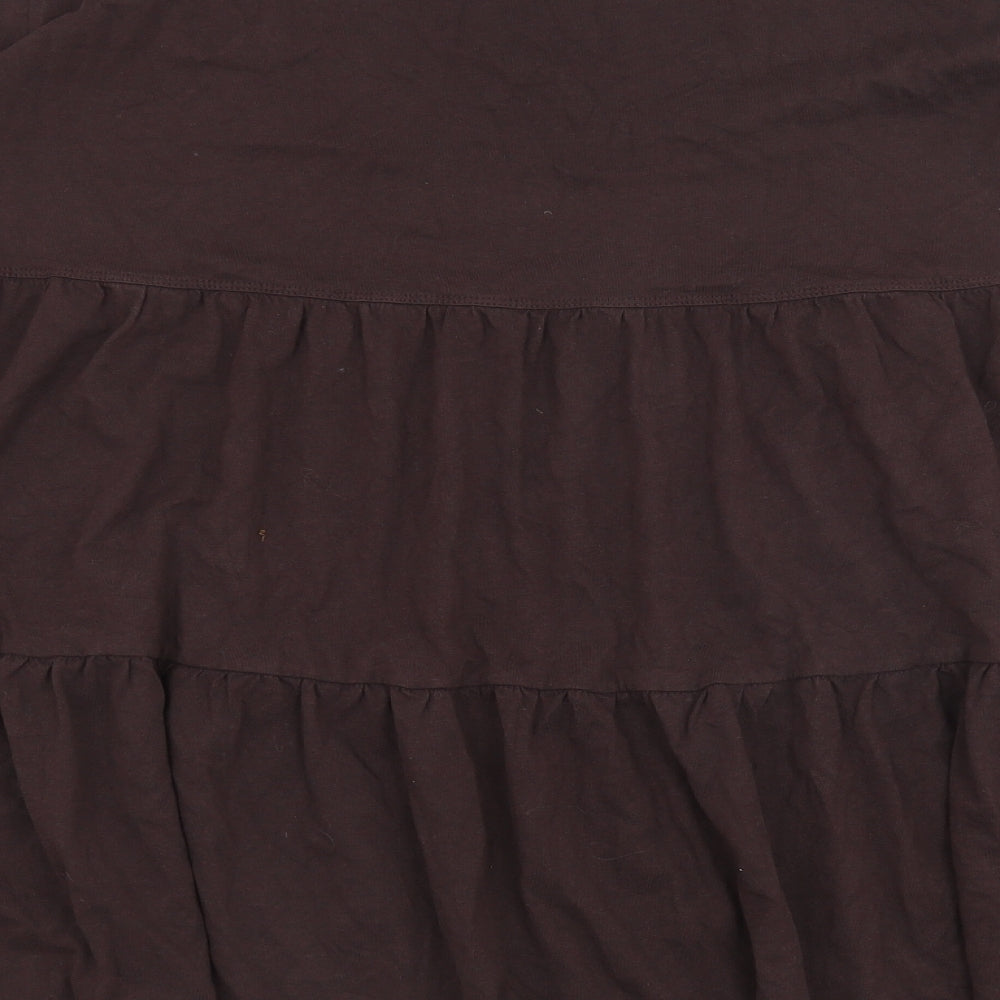 Zara Womens Brown Cotton Jumper Dress Size XL Round Neck Pullover