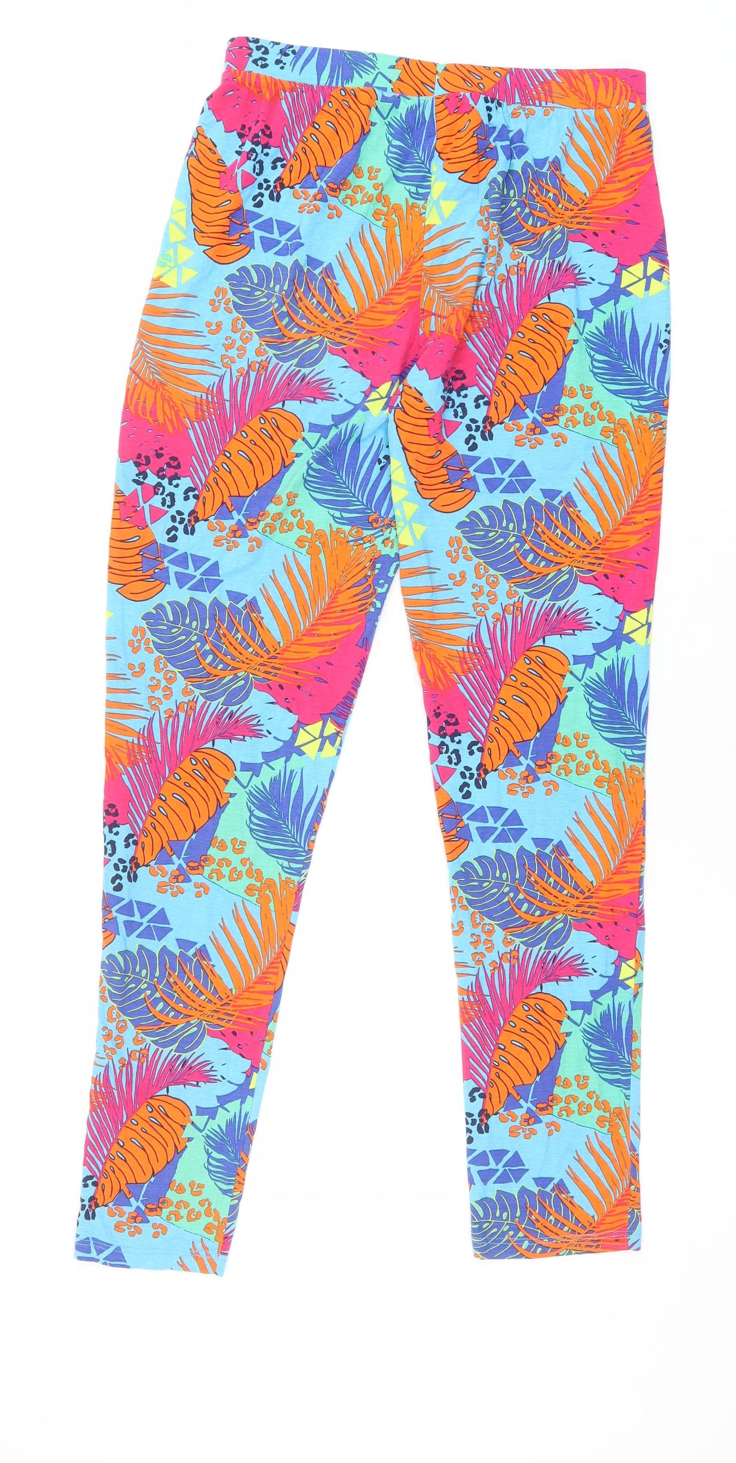 George Womens Multicoloured Geometric Viscose Jogger Leggings Size S - Palm Leaf Print