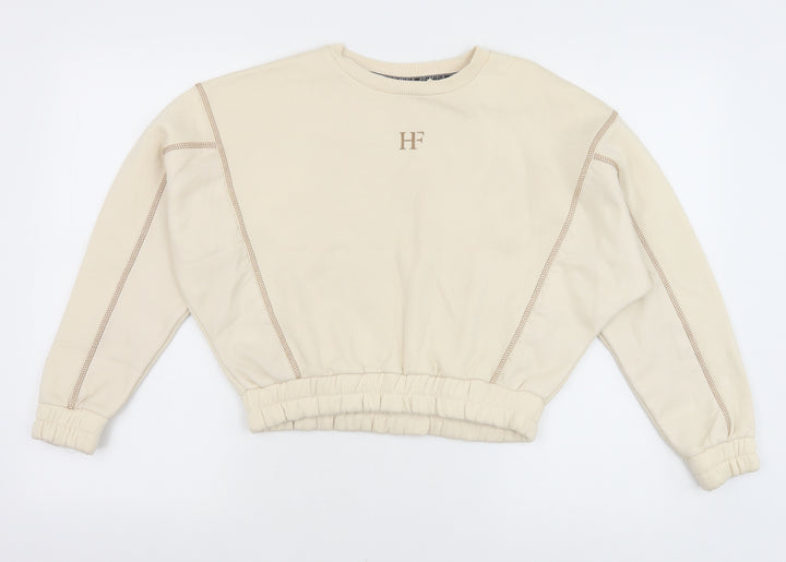 HOLYFIELD Girls Beige Cotton Pullover Sweatshirt Size 11 Years Pullover - Contrast Stitching