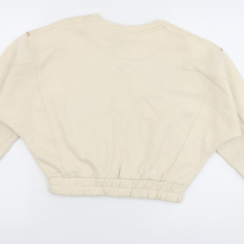 HOLYFIELD Girls Beige Cotton Pullover Sweatshirt Size 11 Years Pullover - Contrast Stitching