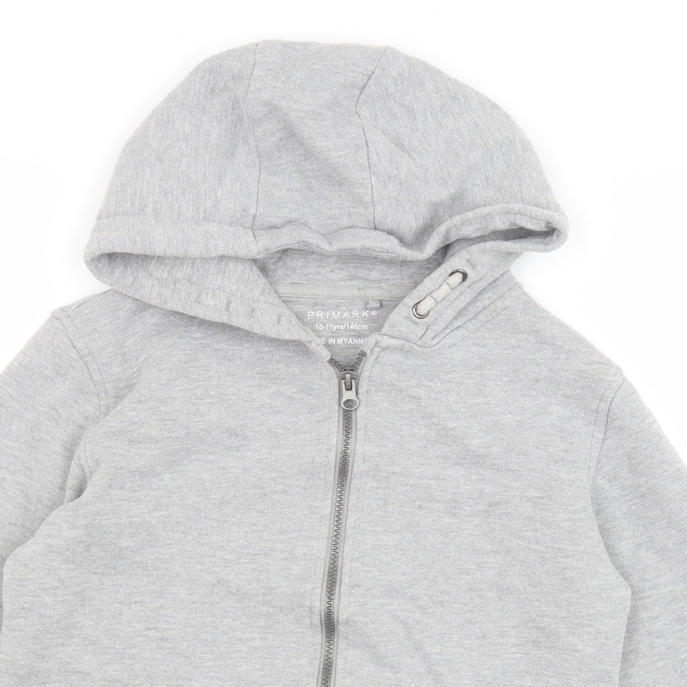 Primark Boys Grey Cotton Full Zip Hoodie Size 10-11 Years Zip