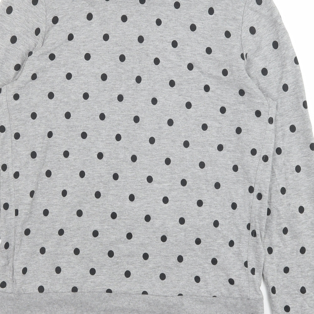 Marks and Spencer Womens Grey Polka Dot Cotton Full Zip Hoodie Size 16 Zip