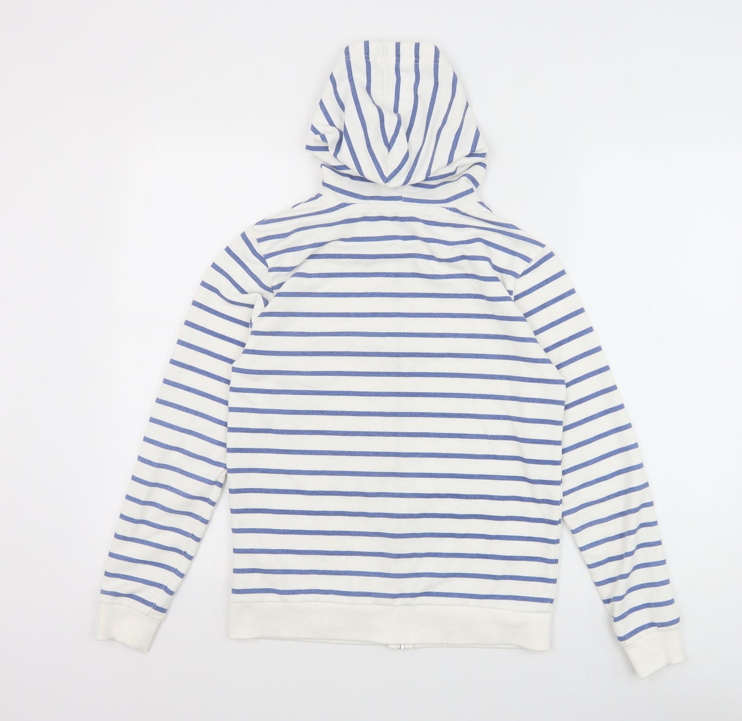 Peacocks Womens White Striped Cotton Full Zip Hoodie Size 10 Zip