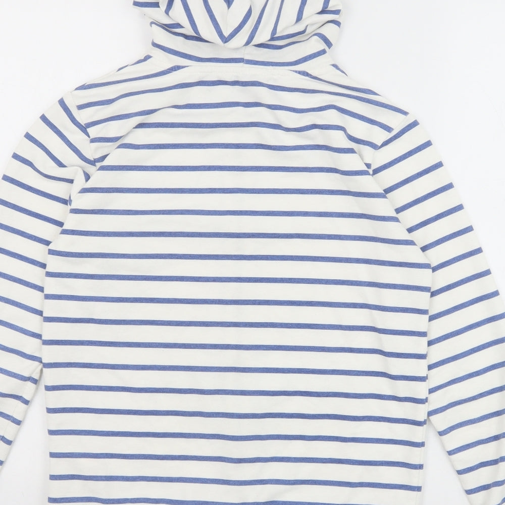 Peacocks Womens White Striped Cotton Full Zip Hoodie Size 10 Zip