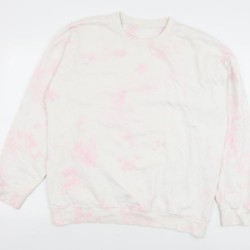 Preworn Womens Pink Geometric Cotton Pullover Sweatshirt Size M Pullover - Tie Dye Pattern