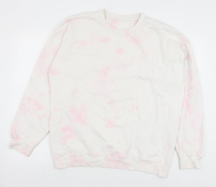 Preworn Womens Pink Geometric Cotton Pullover Sweatshirt Size M Pullover - Tie Dye Pattern