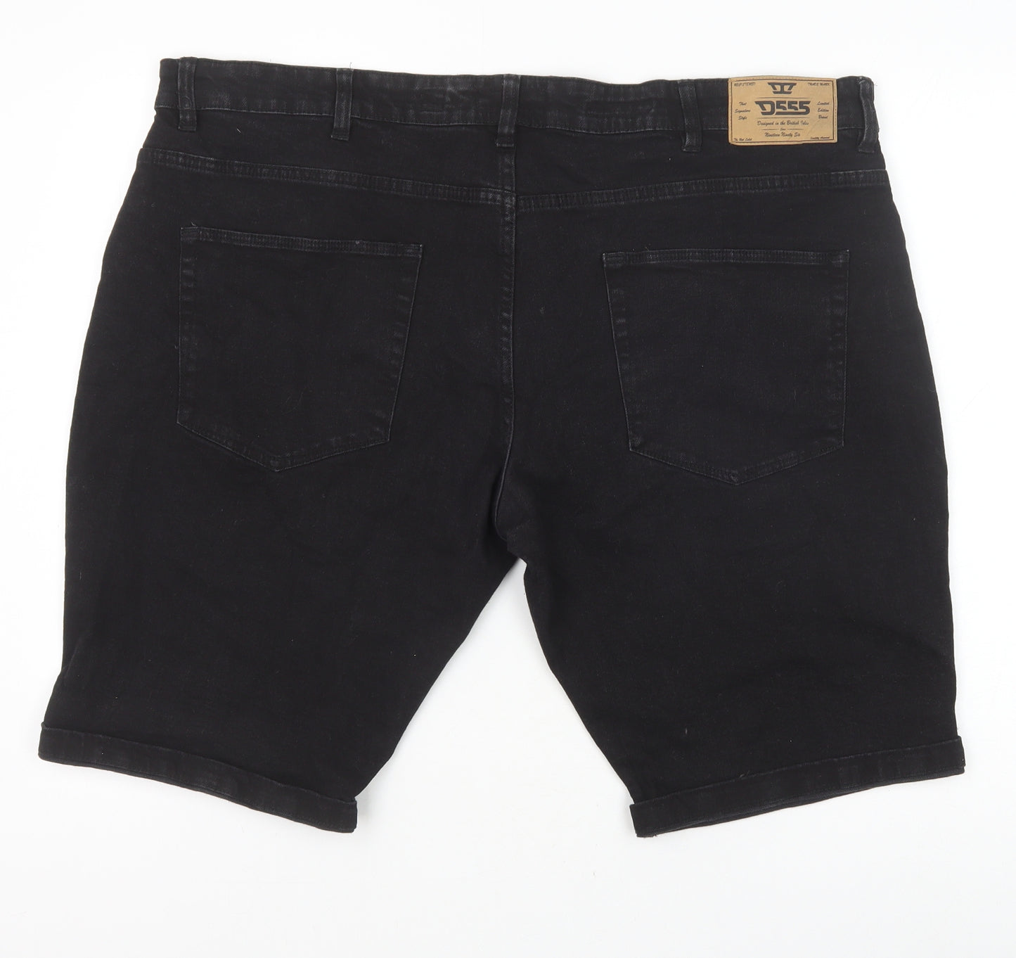 D555 Mens Black Cotton Biker Shorts Size 44 in Regular Zip