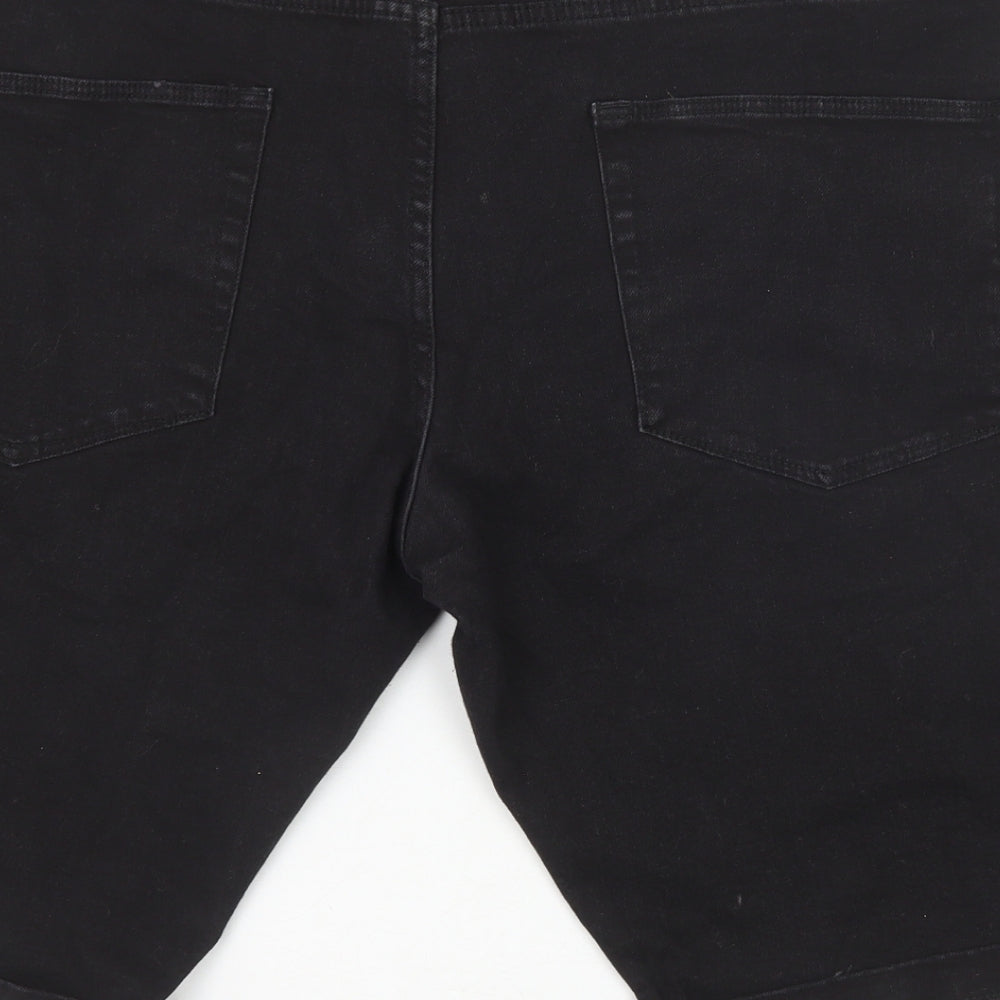 D555 Mens Black Cotton Biker Shorts Size 44 in Regular Zip