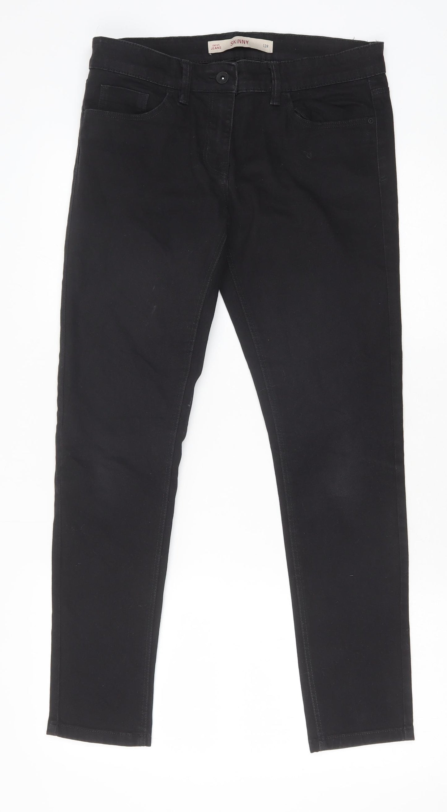 NEXT Womens Black Cotton Skinny Jeans Size 12 Slim Zip