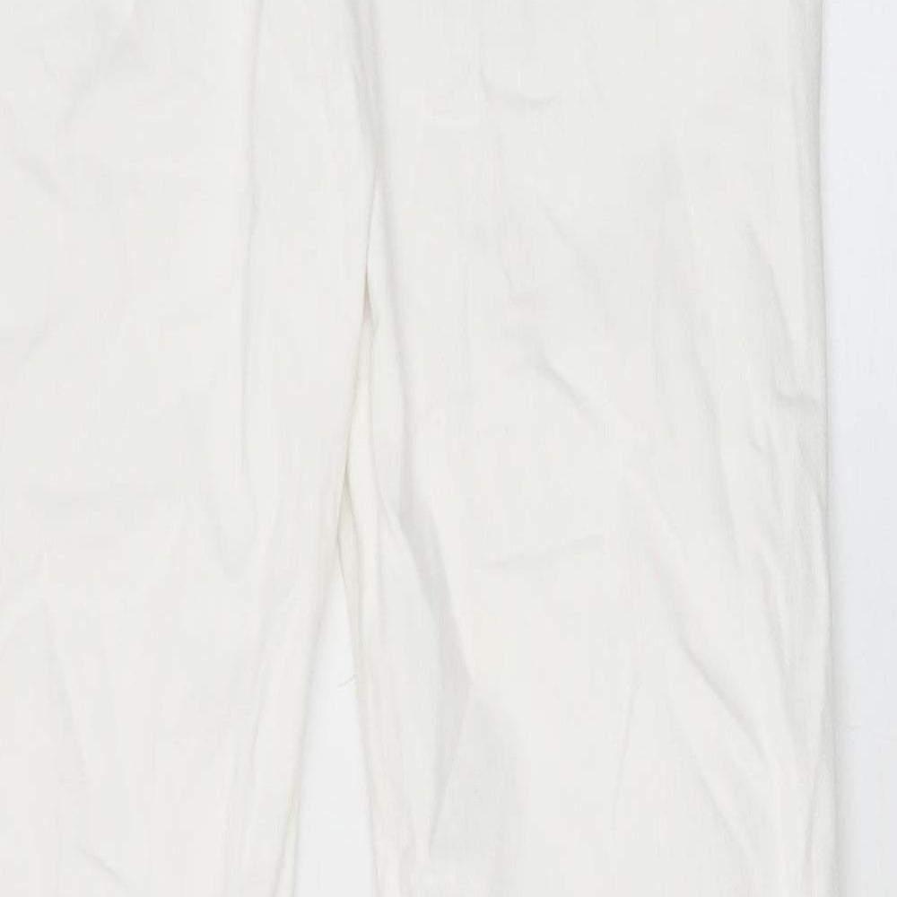 George Womens White Cotton Bootcut Jeans Size 12 Regular Zip