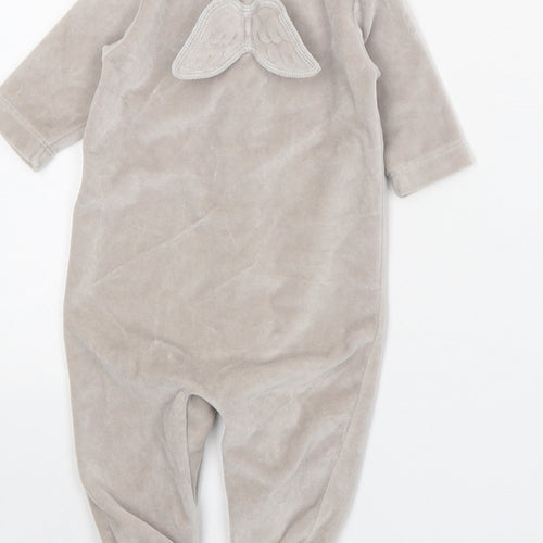 Marie Chantal Baby Grey 100% Cotton Babygrow One-Piece Size 6-9 Months Snap - Angel Wings