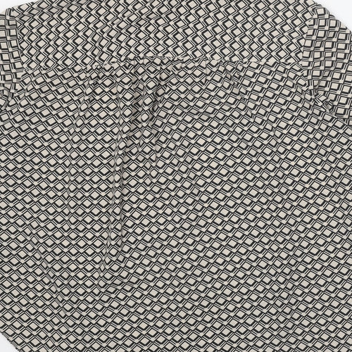 H&M Womens Black Geometric Polyester Basic Button-Up Size M Collared